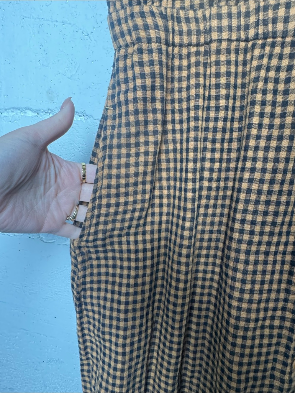 Pact Organic Coastal Double Gauze Short Sleeve Dress Small Harvest Gingham - Picture 5 of 12